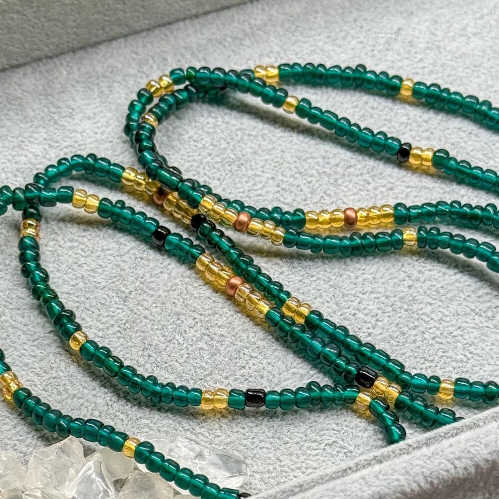 Waistbeads Gold & Green 48” Tie-on